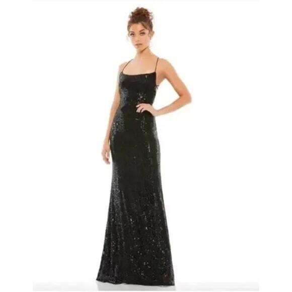 Mac Duggal Dresses & Skirts - MAC DUGGAL Dress Size 10 Evening Gown NEW Sequin Black Stretch Sequin FLAW